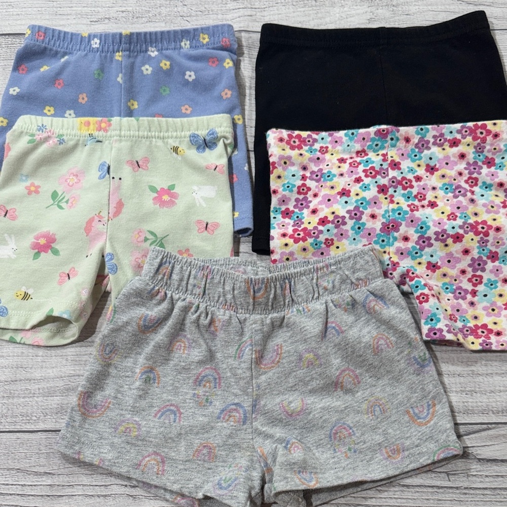 Garanimals Baby Girls Shorts - Assorted Floral Prints, Black and Rainbow Print